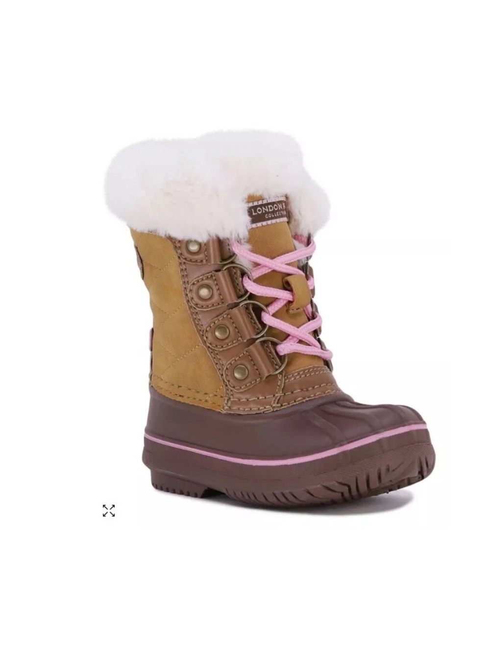 London Fog Toddler Enfield Lace Up Faux Fur Warm Duck Snow Boot